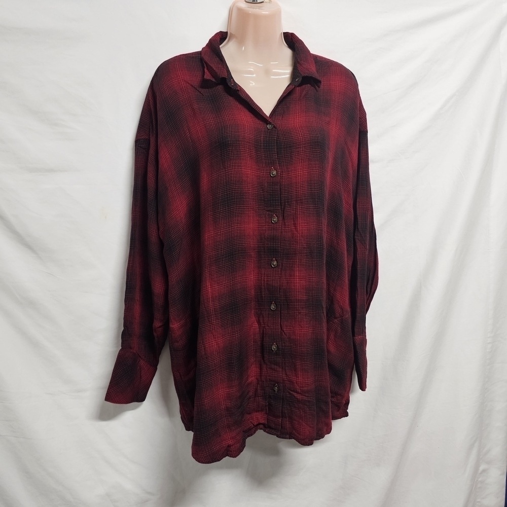 J. Jill Casual Everyday Top tunic Shirt Women Size L Plaid Two Ply
